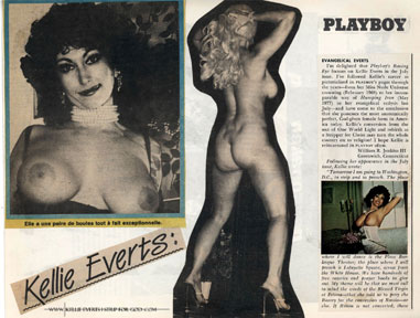 Scar book page of Playboy clipping featuring Kellie Everts the one and only Stripper for God